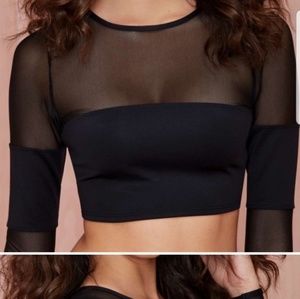 Black Crop Top. Cover-up. Mesh